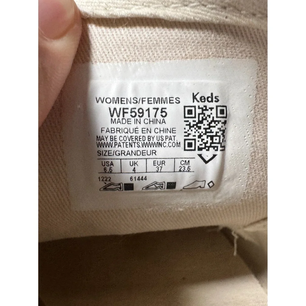 Keds Jump Kick WF59175 Womens US 6.5 Comfort Shoes Beige Black Striped Sneakers